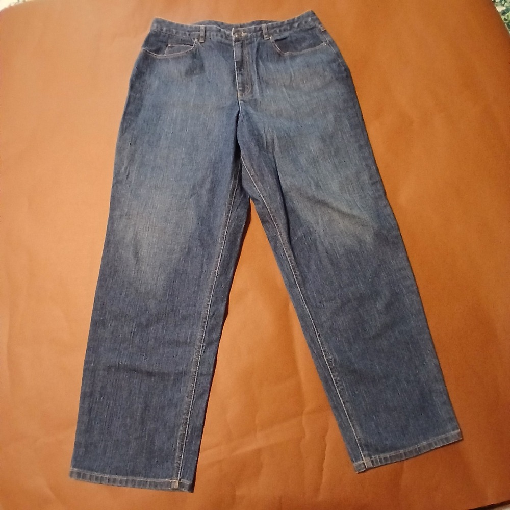 Talbots Women's Relaxed Straight Jeans Blue Med Wash Stretch Size 16